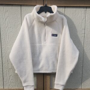 Rhoback Rivanna Fleece Pullover Women's Ivory Sherpa Zip Medium Preppy Sport Eco